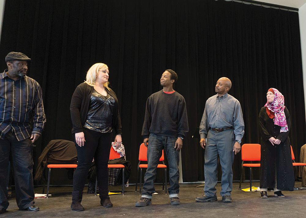 Photos by Julia Johnson, staff photographer (L to R) Tony Wagner, Dawn Harris, Bratt Jones, Chris Harris and Stephanie Wagner preparing for another segment.
