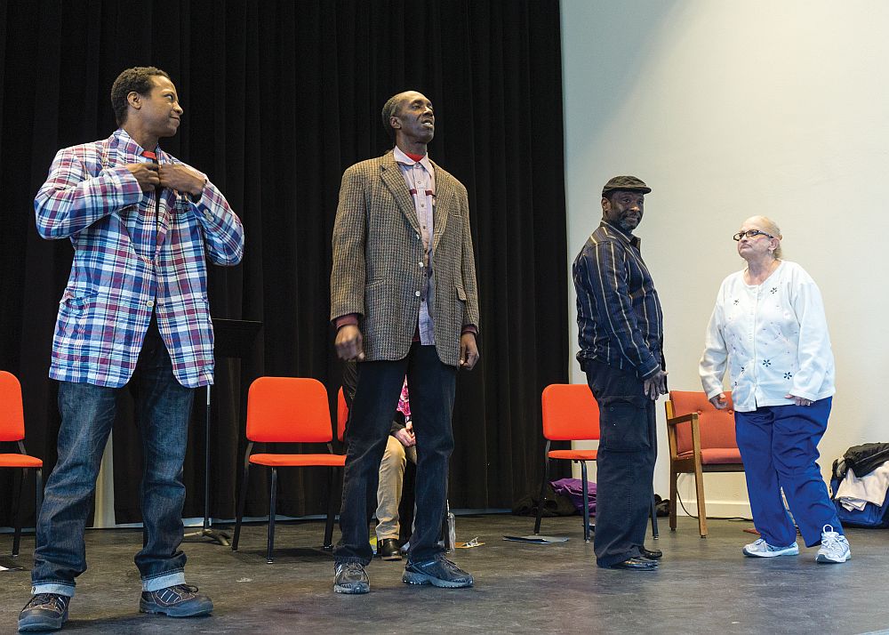 Photos by Julia Johnson, staff photographer Bratt Jones and Keith Freeman perform a mock infomercial while Tony Wagner and Lyn O’Brien are frozen in time
