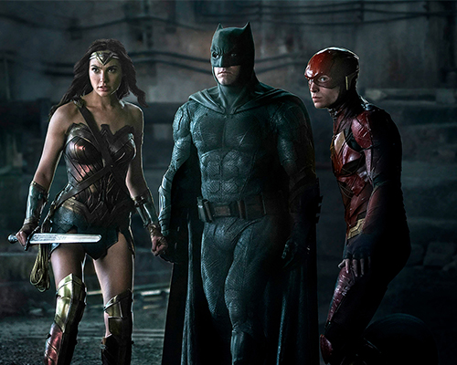 Wonder Woman, Batman, and The Flash on the set of the Justice League movie