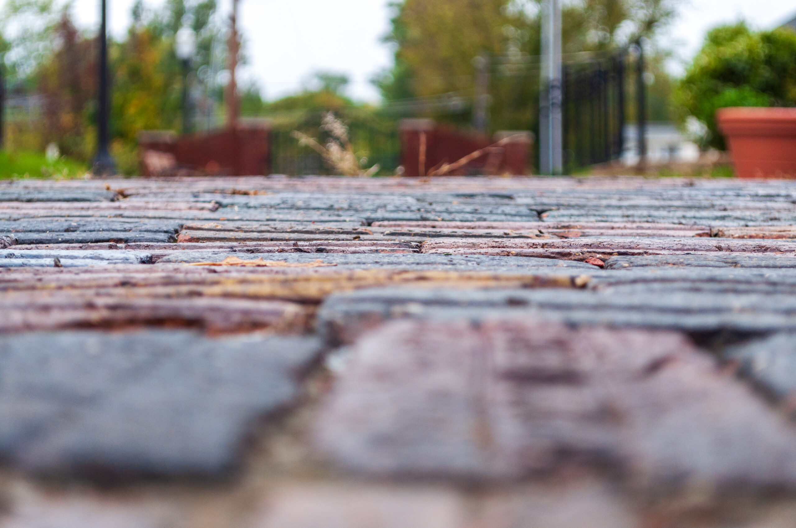 image of bricks from ground level.