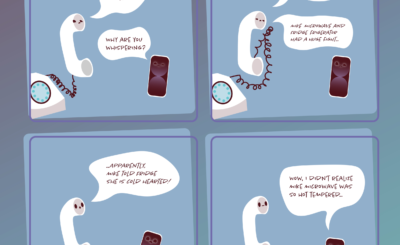 Comic of a land-line talking with cellphone