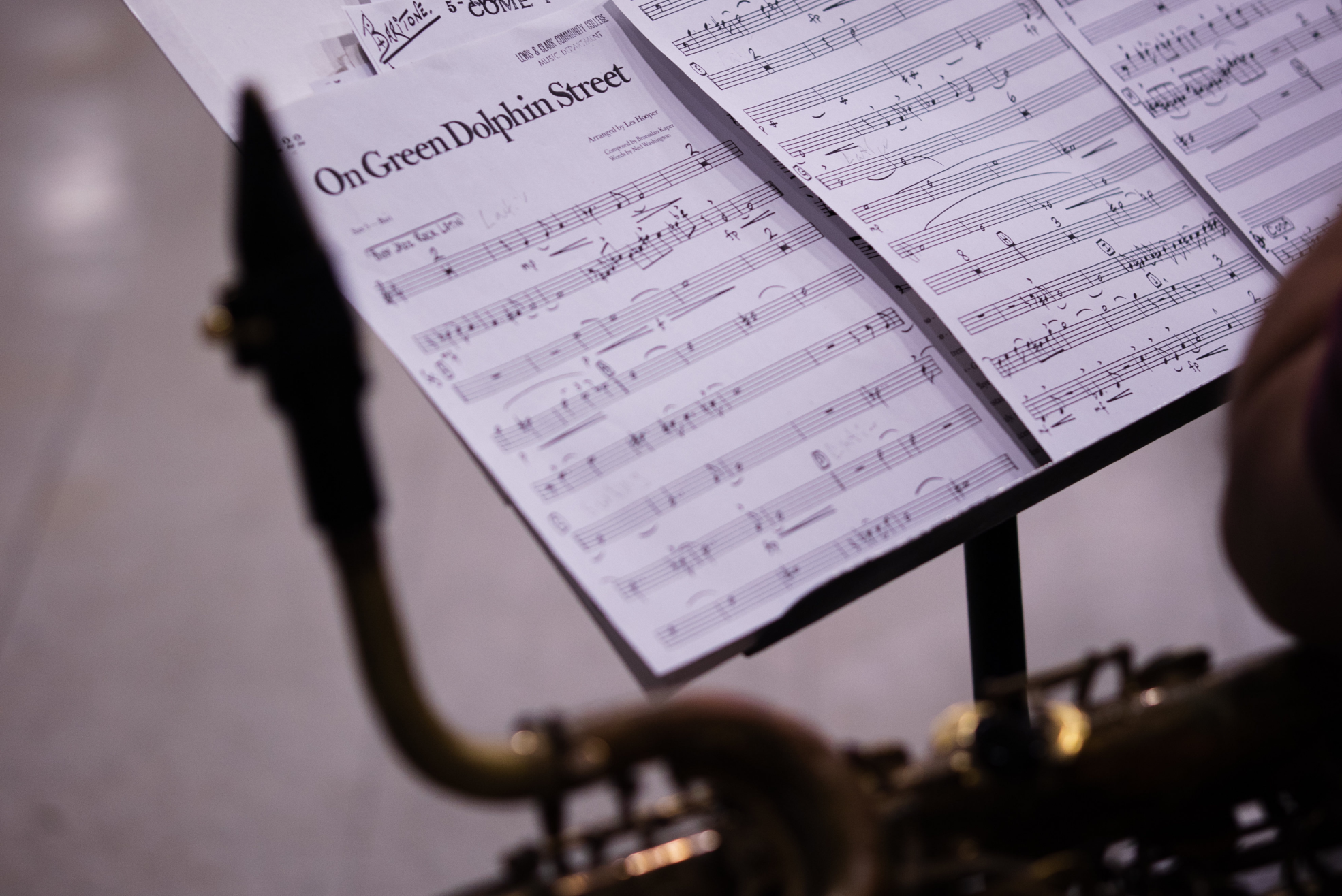 The sheet music of On Green Dolphin Street for barry sax.