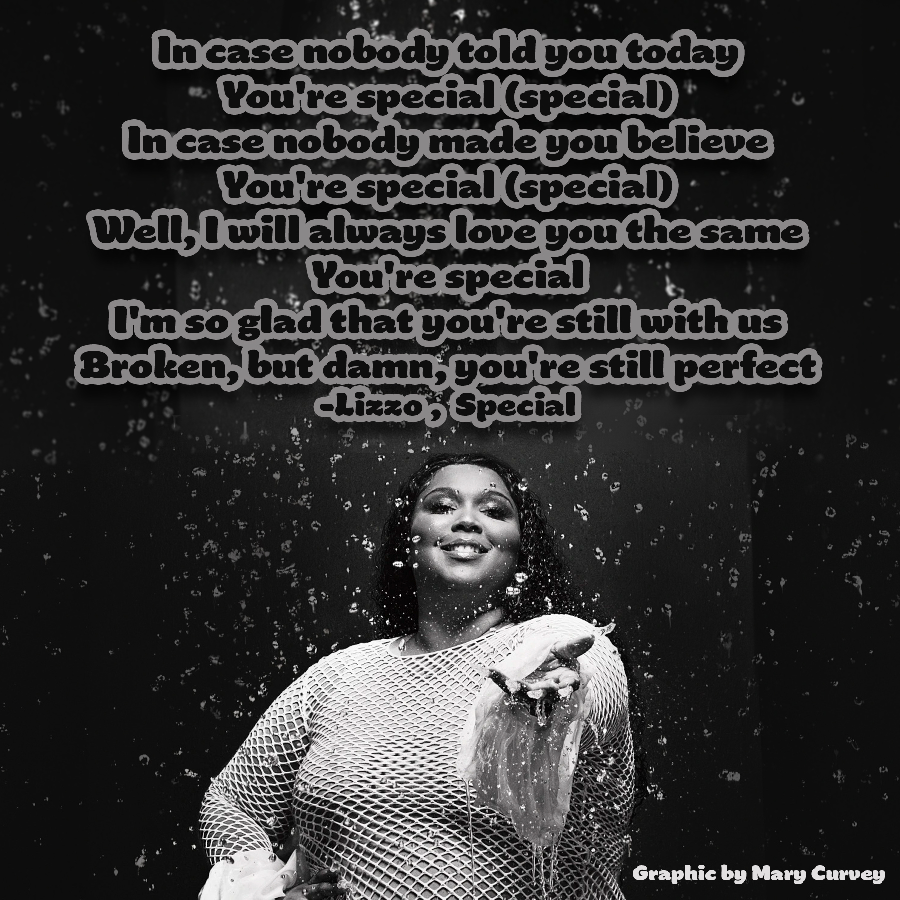 Graphic quoting Lizzo saying how special you are
