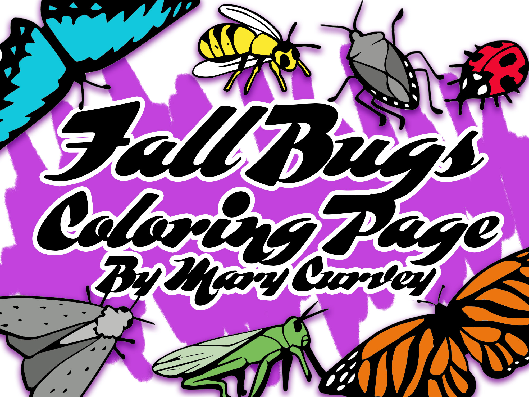 FAll bugs coloring page title