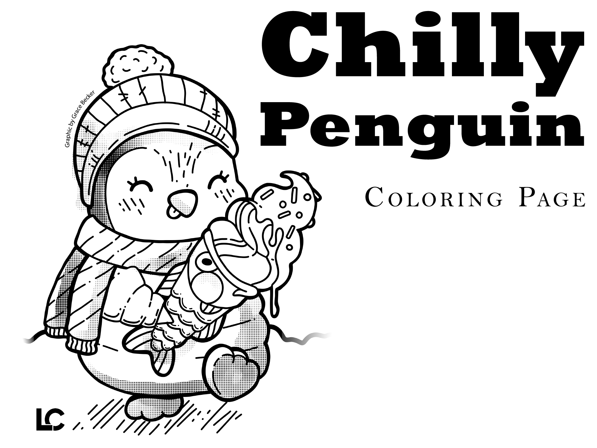 Chilly Penguin Coloring Page by Grace Becker