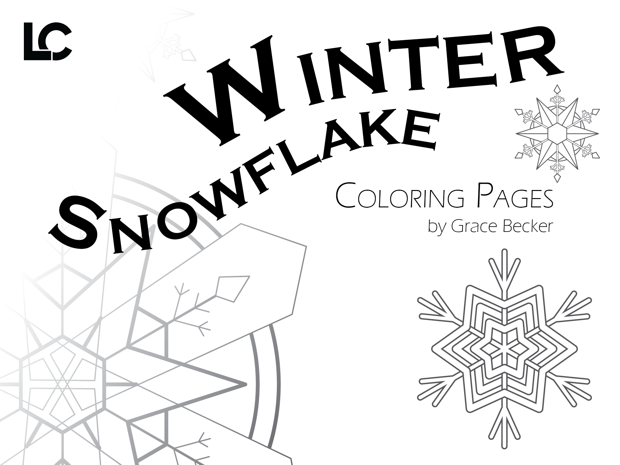 Winter Snowflake Coloring Pages by Grace Becker