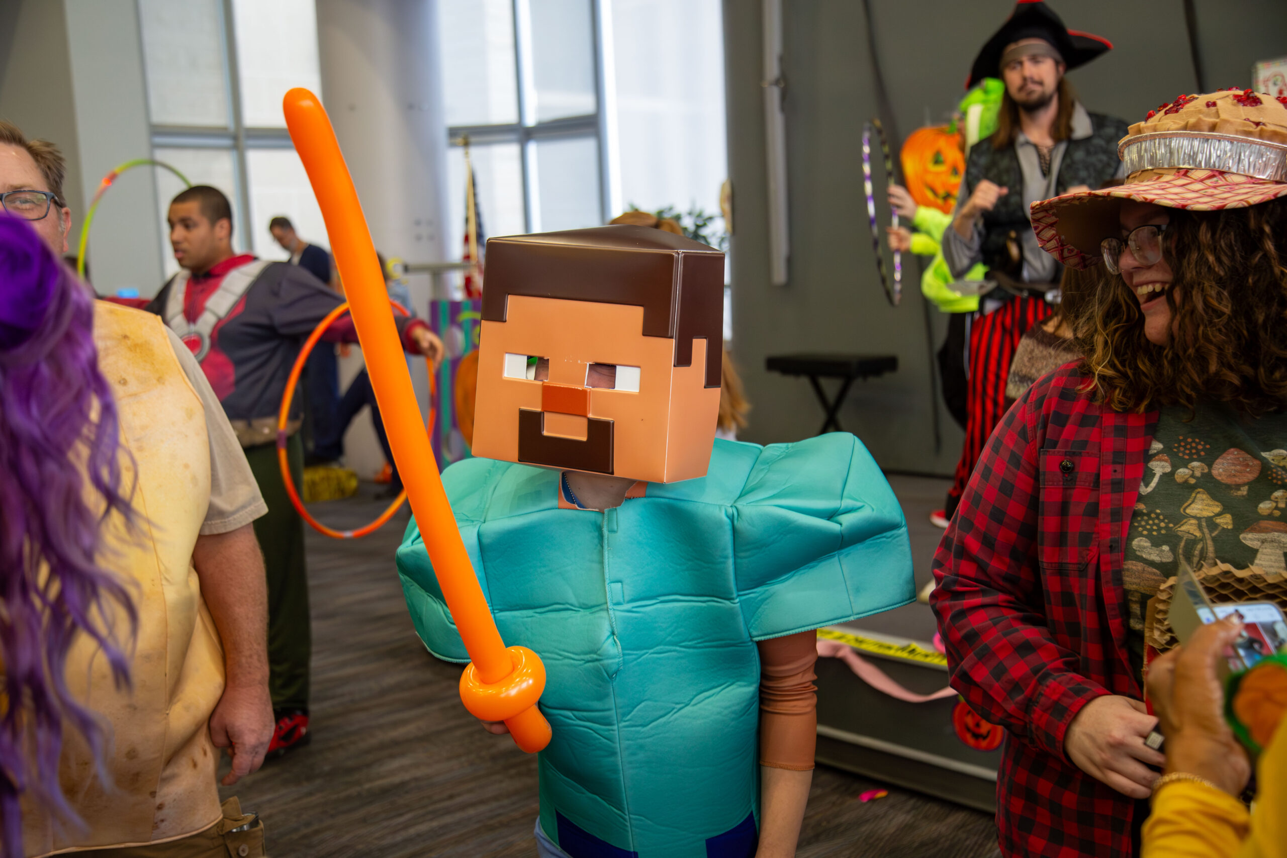 BlazerCon attendee dressed as Steve from minecraft
